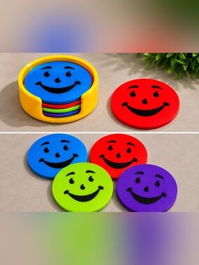 Kool-Aid Man Inspired 3D Printed Coaster Set with Holder set of 4 x 4 inch
